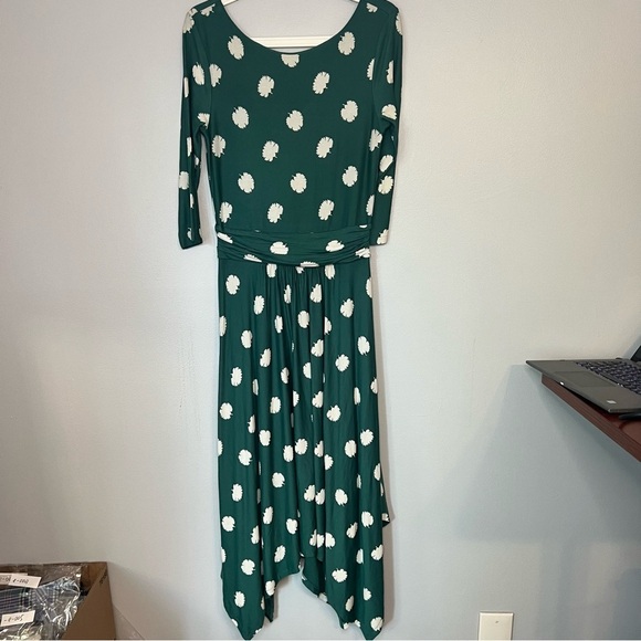 BODEN Maisie Jersey midi dress Sz 6 Forest carnation bud J0331 Asymmetrical Tall - Picture 9 of 10